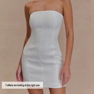 meshki white maci crepe mini dress